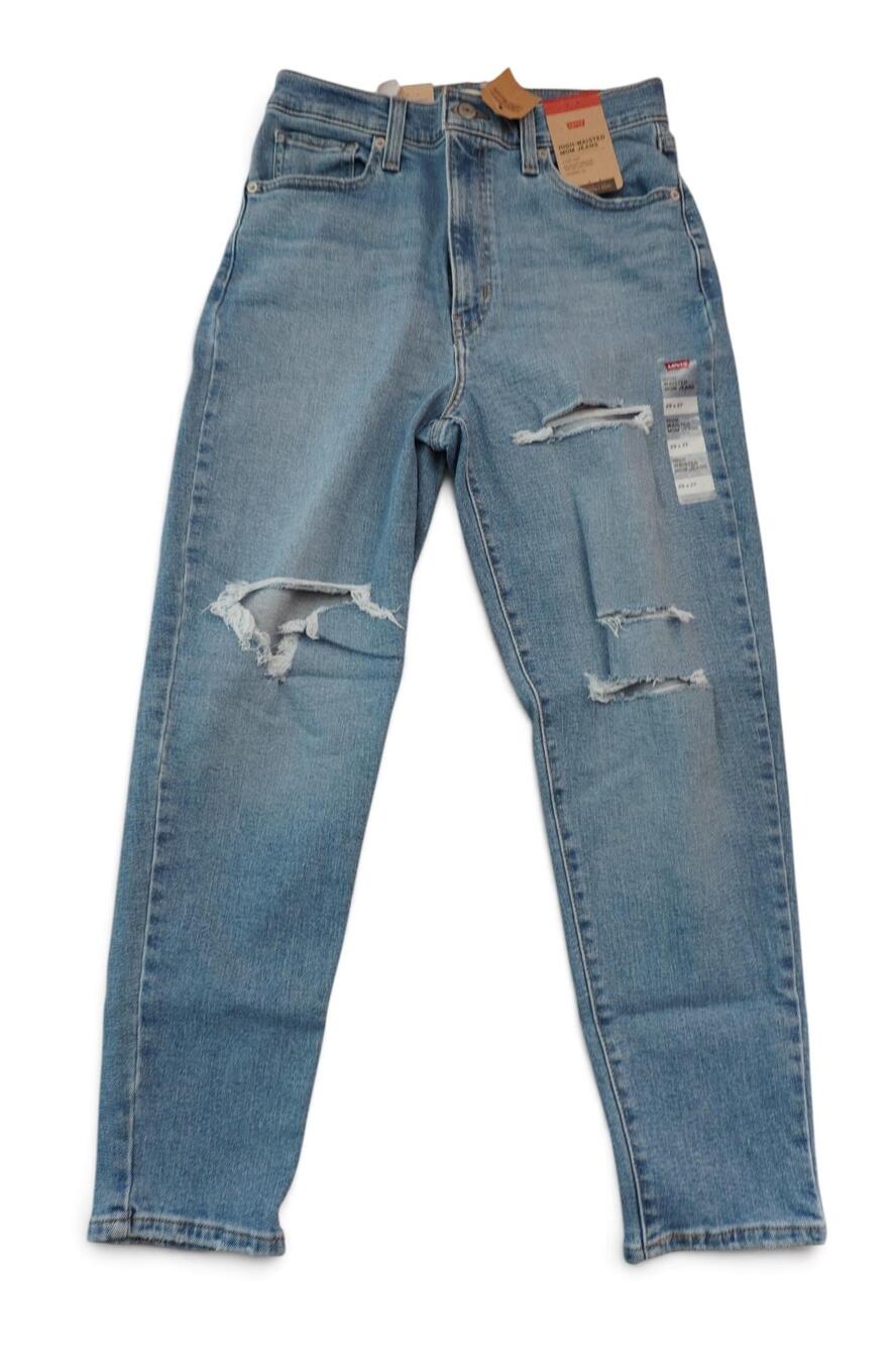 Levis Jeans Womens 29x27 Light Wash High Waisted Mom Distressed Ripped Denim